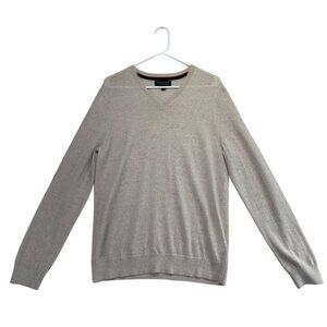 Banana Republic Mens 100% Merino Wool V-Neck Pullover Sweater Size M Oatmeal